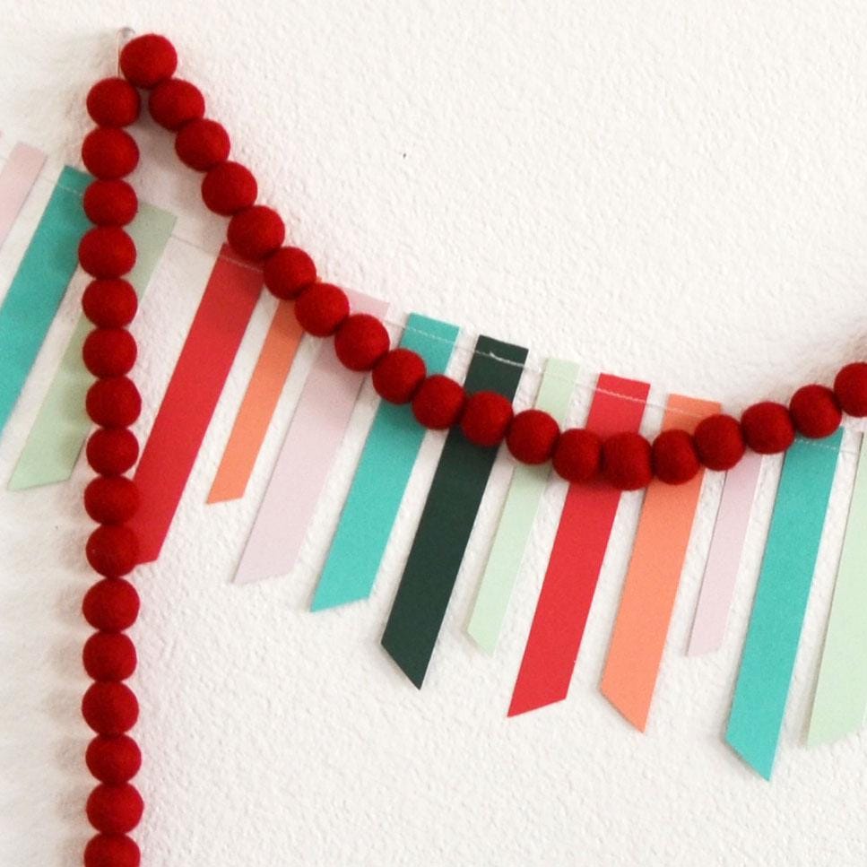 Christmas Felt Garland | Christmas Garland | Red Felt Garland | Christmas Decor| Christmas Decorations | Holiday Decor | Felt Ball Garland