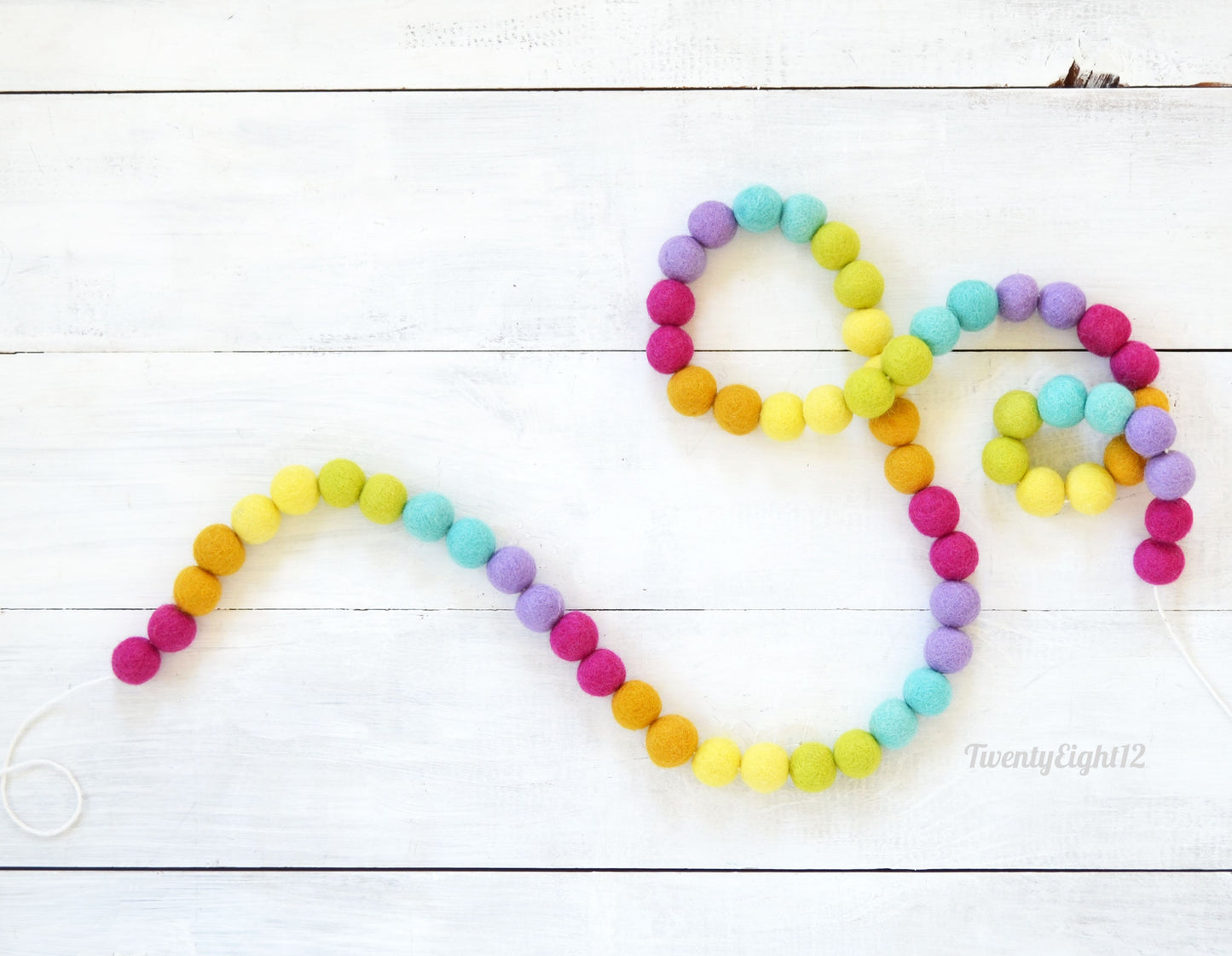 Felt Ball Garland - Rainbow Ombre