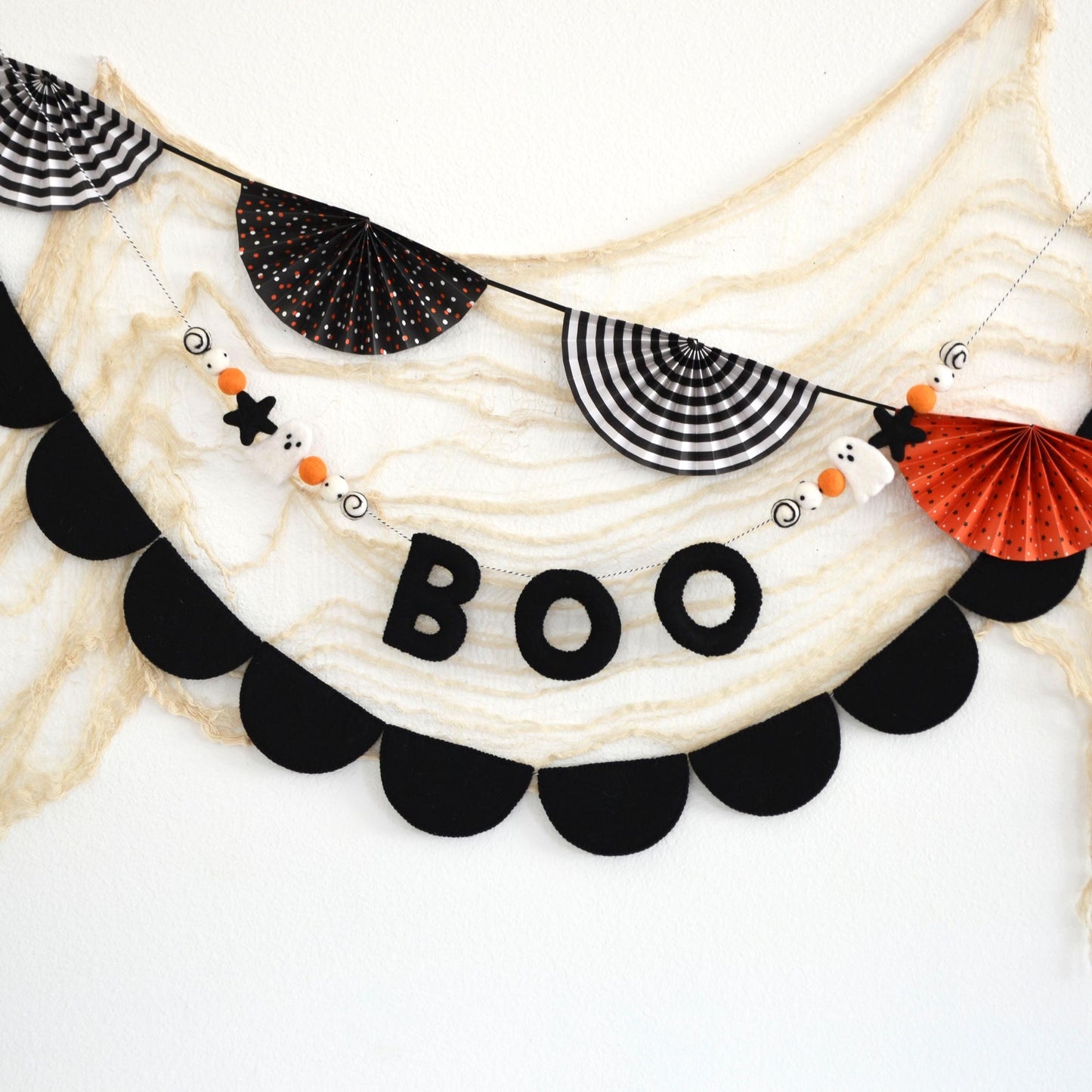 Halloween BOO Banner | Felt Ghost Banner | Felt Ball Garland | Halloween Decor | Felt Ghost Garland | Felt Banner | Halloween Decorations