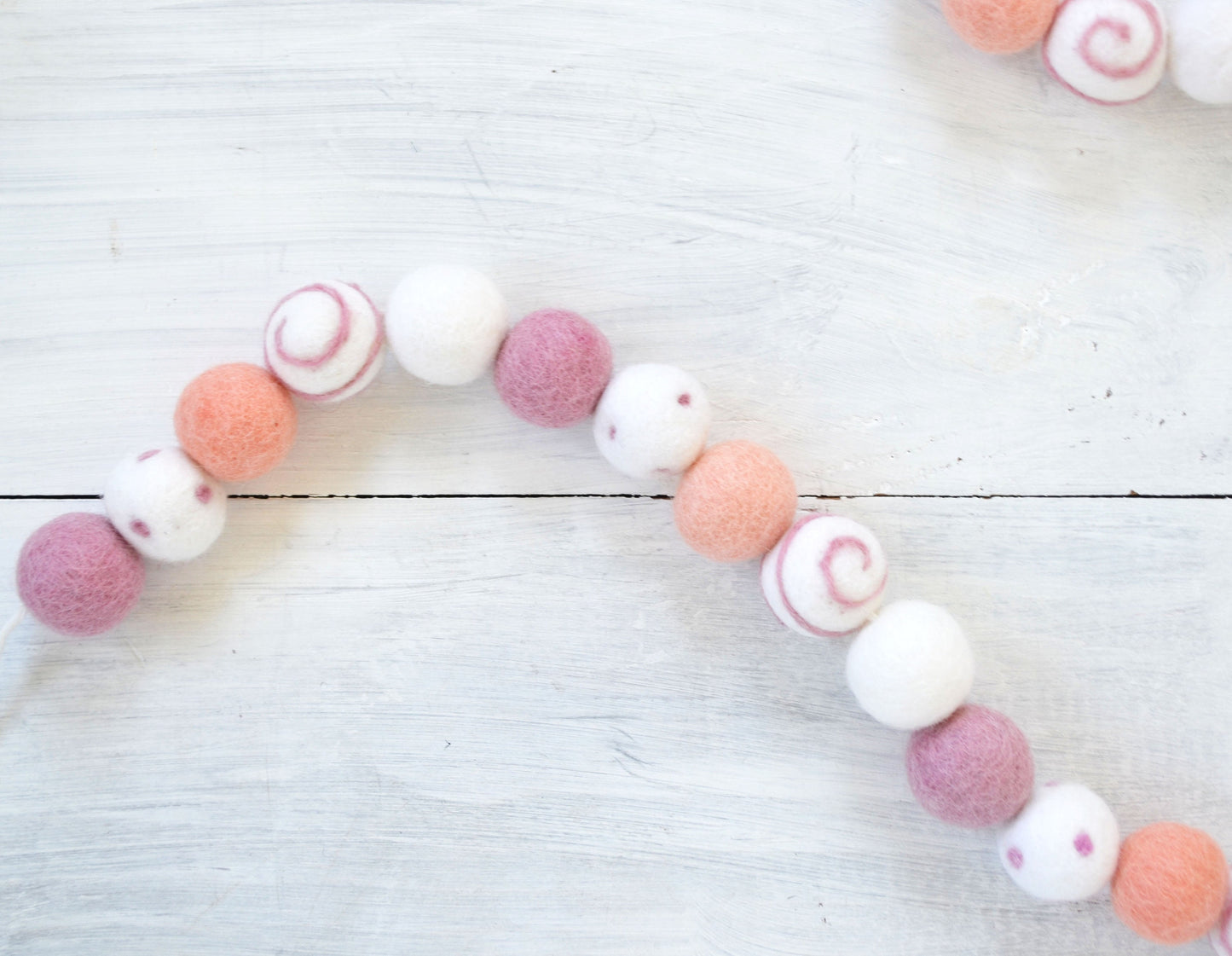 Felt Ball Garland - Pink, Peach and White