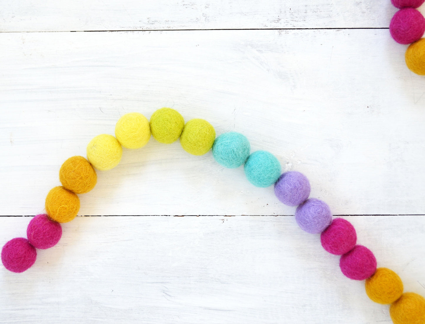 Felt Ball Garland - Rainbow Ombre