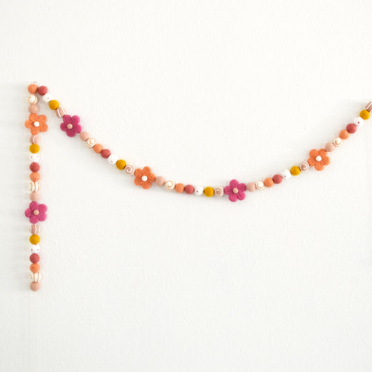Felt Ball Garland - Colorful Daisies