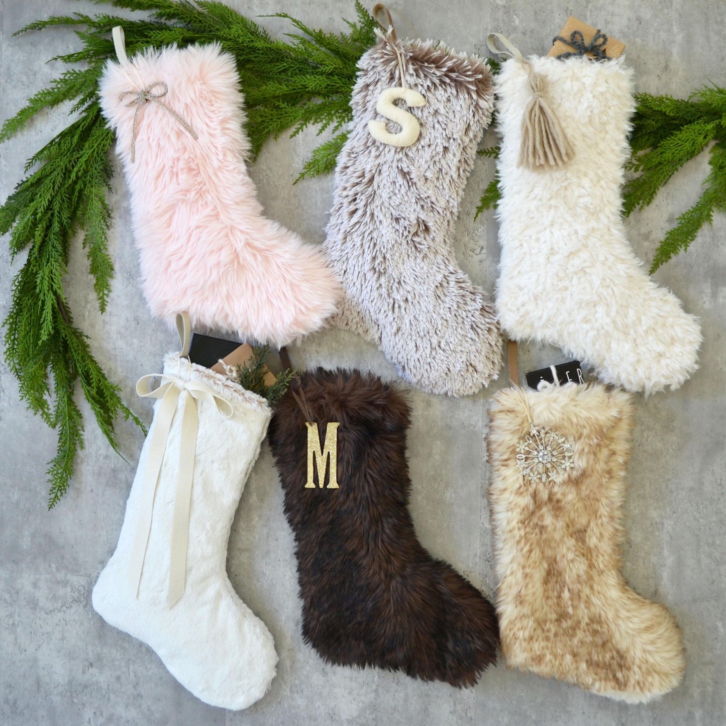 Personalized Christmas Stockings - Cozy Faux Fur Stockings (Name Tags NOT included)