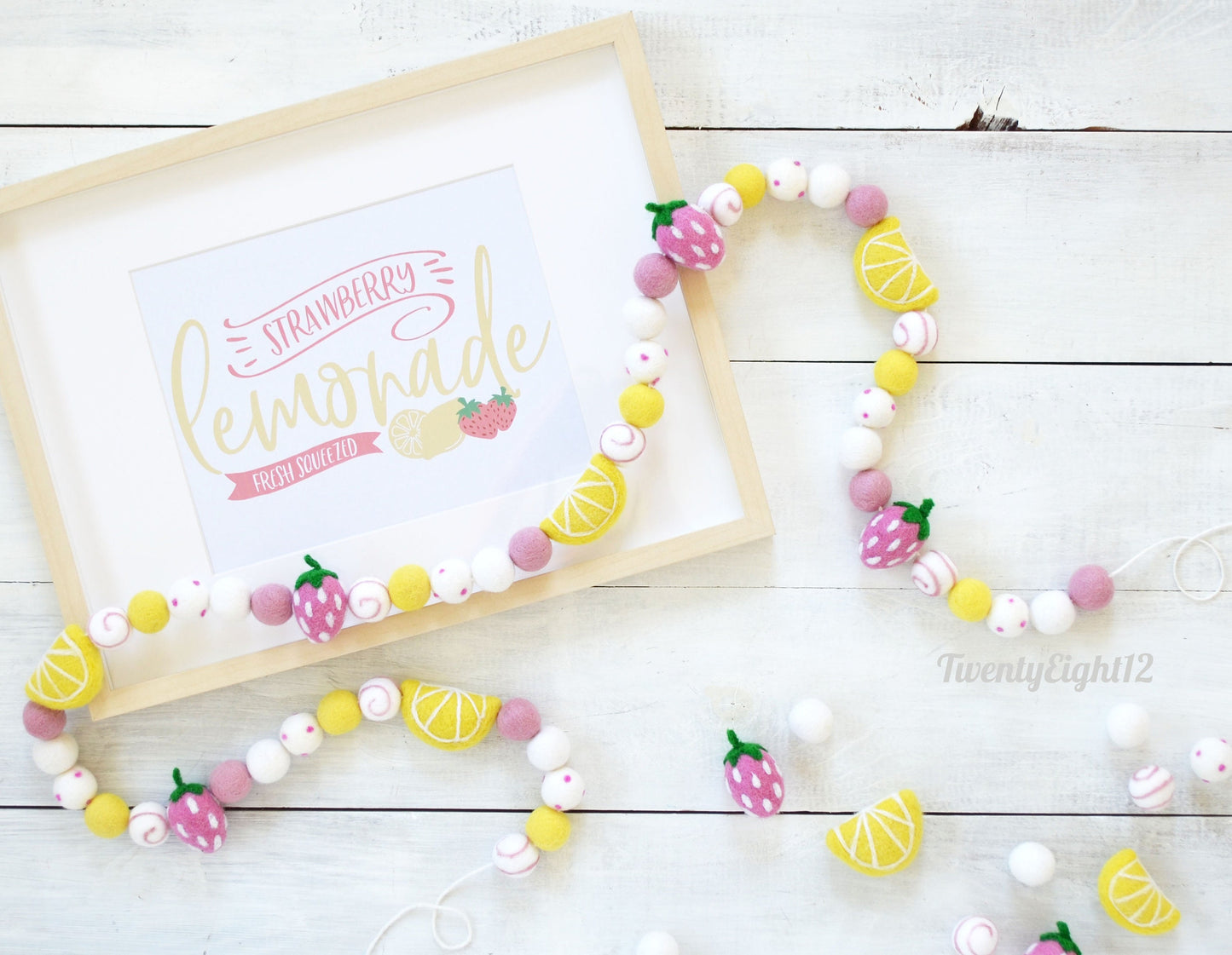 Felt Ball Garland - Choice of Colorful Felt Ball Garland or Strawberry Felt Garland