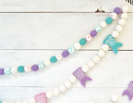Felt Ball Garland - Choice of Colorful Felt Ball Garland or Mermaid Felt Garland