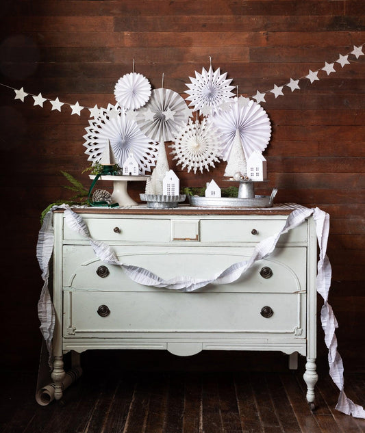 White Paper Party Fans | Party Decor | Birthday Party Decor | Party Decoration | Party Backdrop | Winter Wonderland | Holiday Party Decor