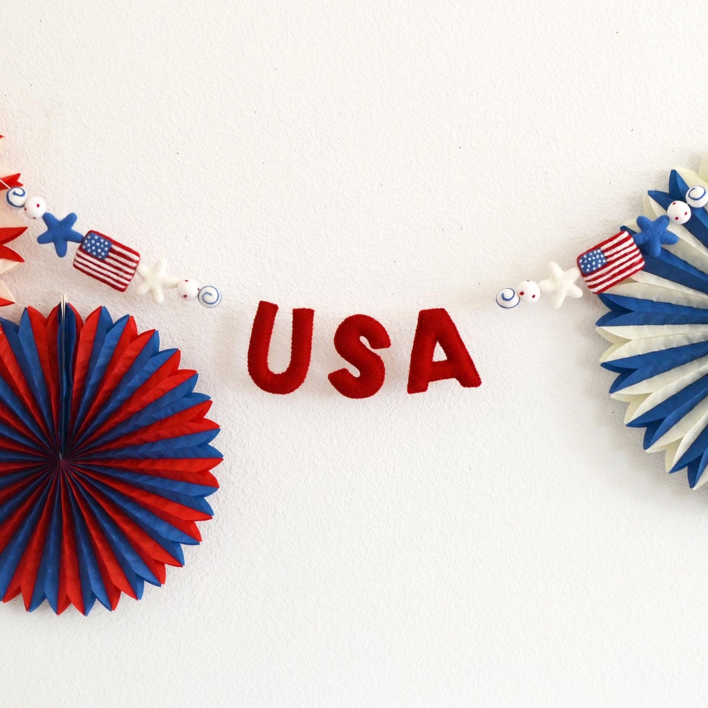 4th of July Felt Banner - USA Red