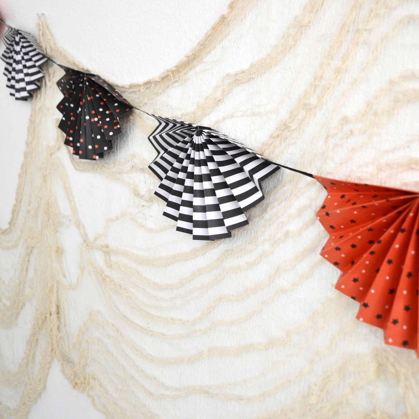 Halloween Paper Fan Bunting Banner