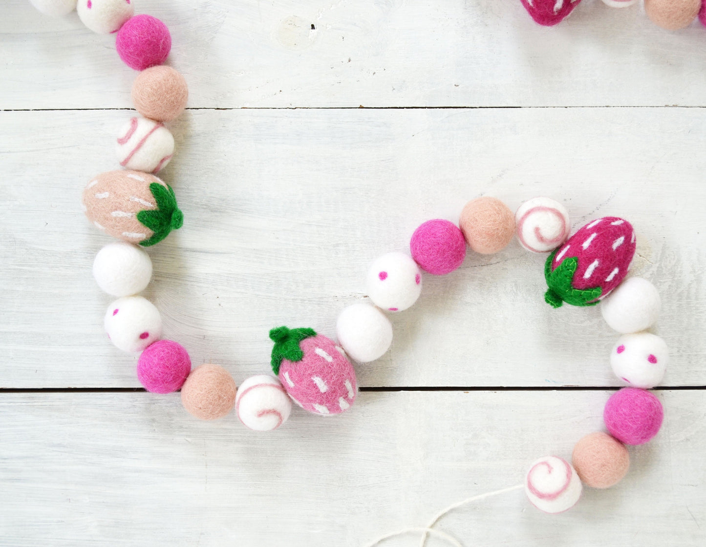 Felt Ball Garland with Strawberries