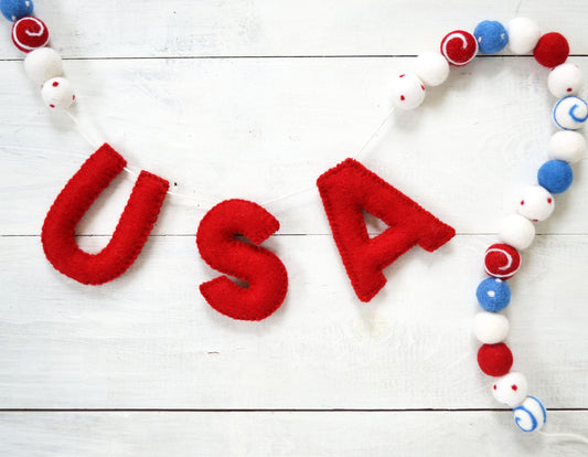 4th of July USA Felt Banner