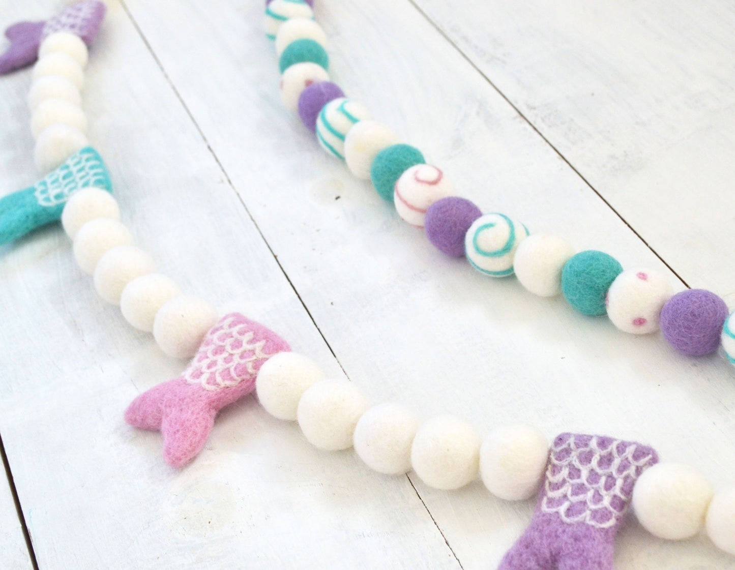 Felt Ball Garland - Choice of Colorful Felt Ball Garland or Mermaid Felt Garland