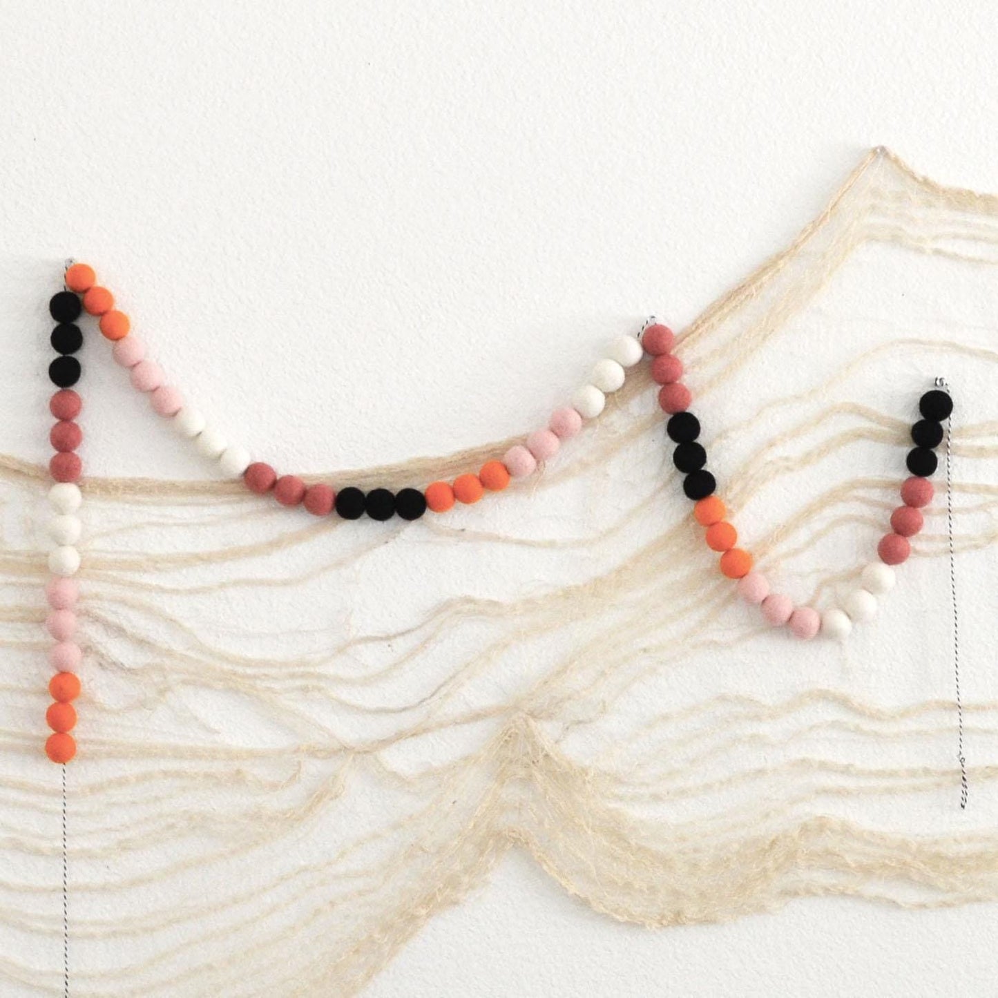 Halloween Garland | Halloween Felt Ball Garland | Hat,Cat & Bat Garland | Halloween Decoration | Halloween Banner | Halloween Decor | Felt