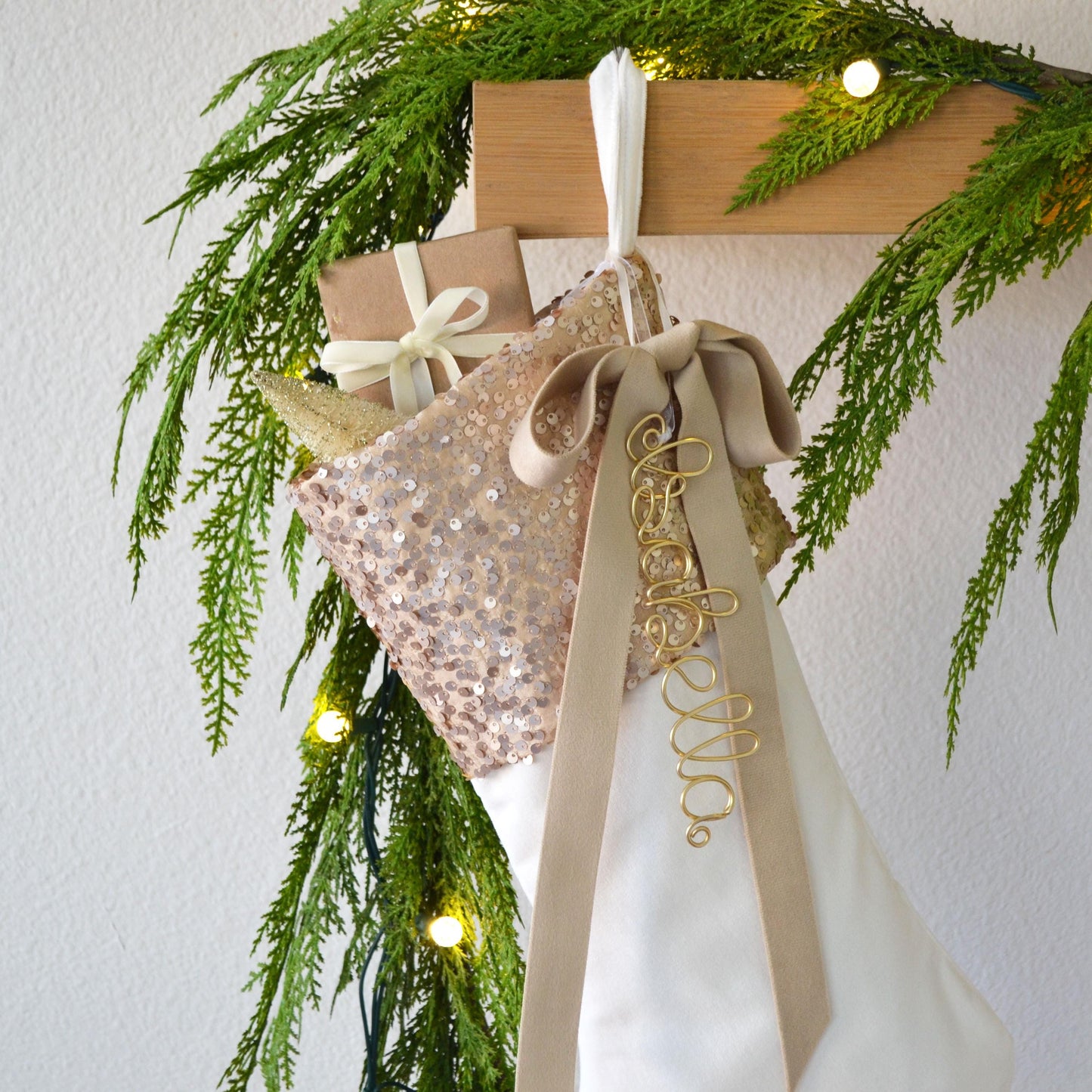 Velvet Christmas Stocking – Luxury Holiday Stocking with Sequins & Embellishment