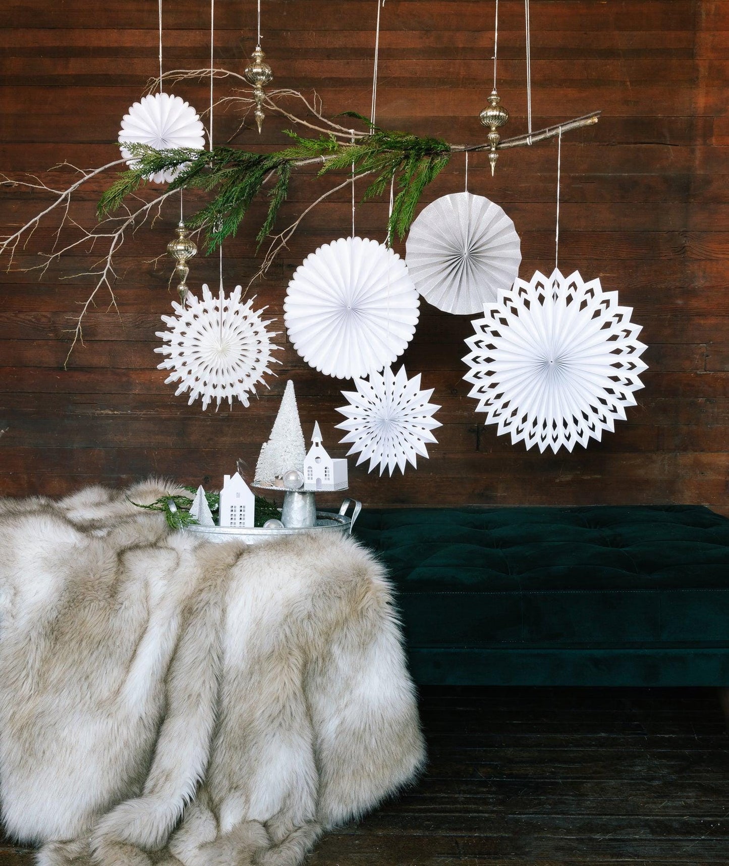White Paper Party Fans | Party Decor | Birthday Party Decor | Party Decoration | Party Backdrop | Winter Wonderland | Holiday Party Decor