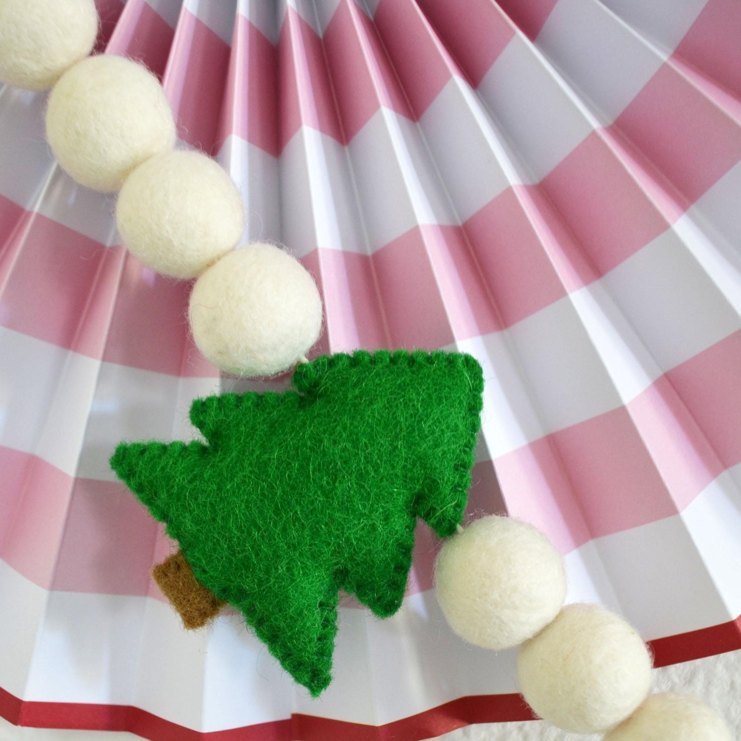 Christmas Felt Garland - Choice of Holiday Felt Balls, BE MERRY or Christmas Trees