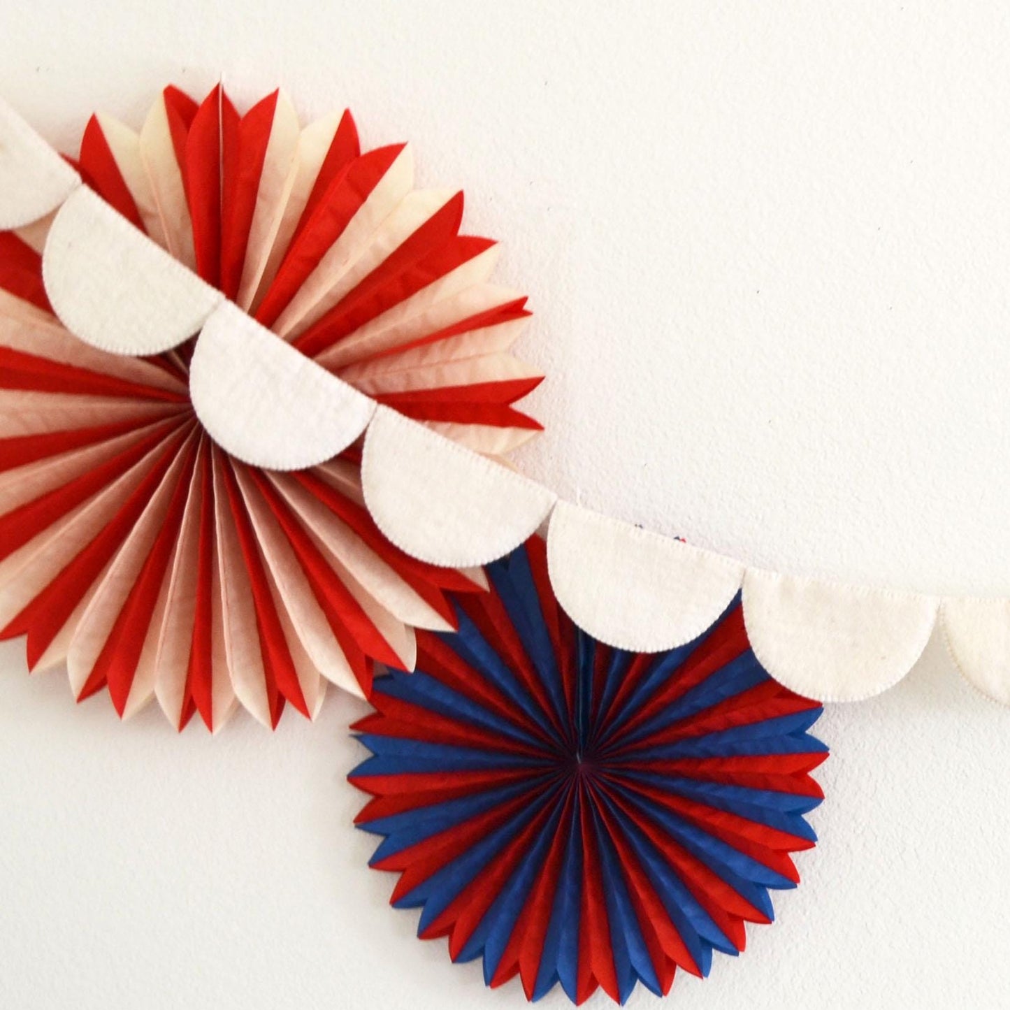4th of July White Felt Scallop Banner