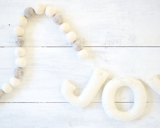 Christmas Banner - JOY Banner - Holiday Felt Ball Garland, Christmas Decor, Holiday Banner, Christmas Garland, Felt Ball Garland Banner