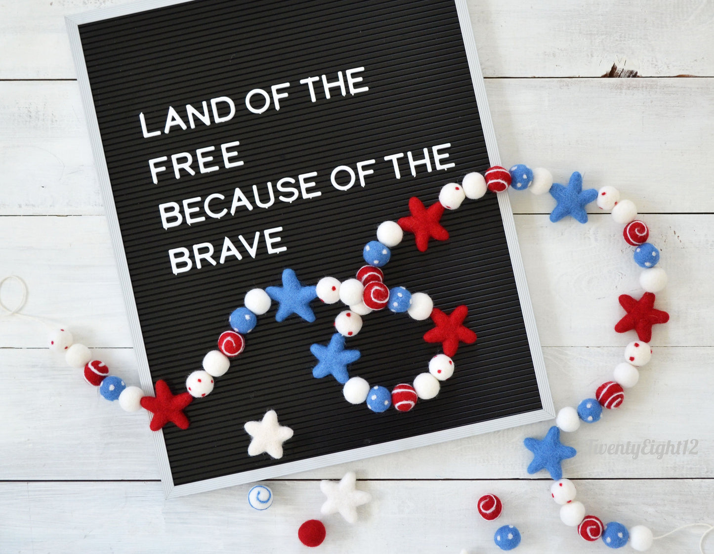 4th of July Felt Ball Garland - Stars
