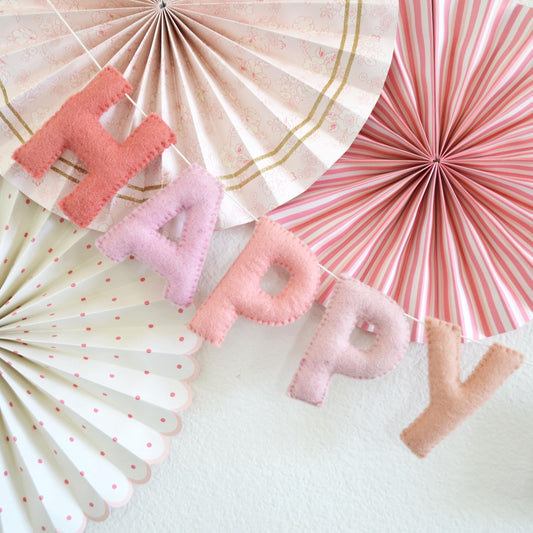 Pink Ombré Felt Happy Birthday Banner