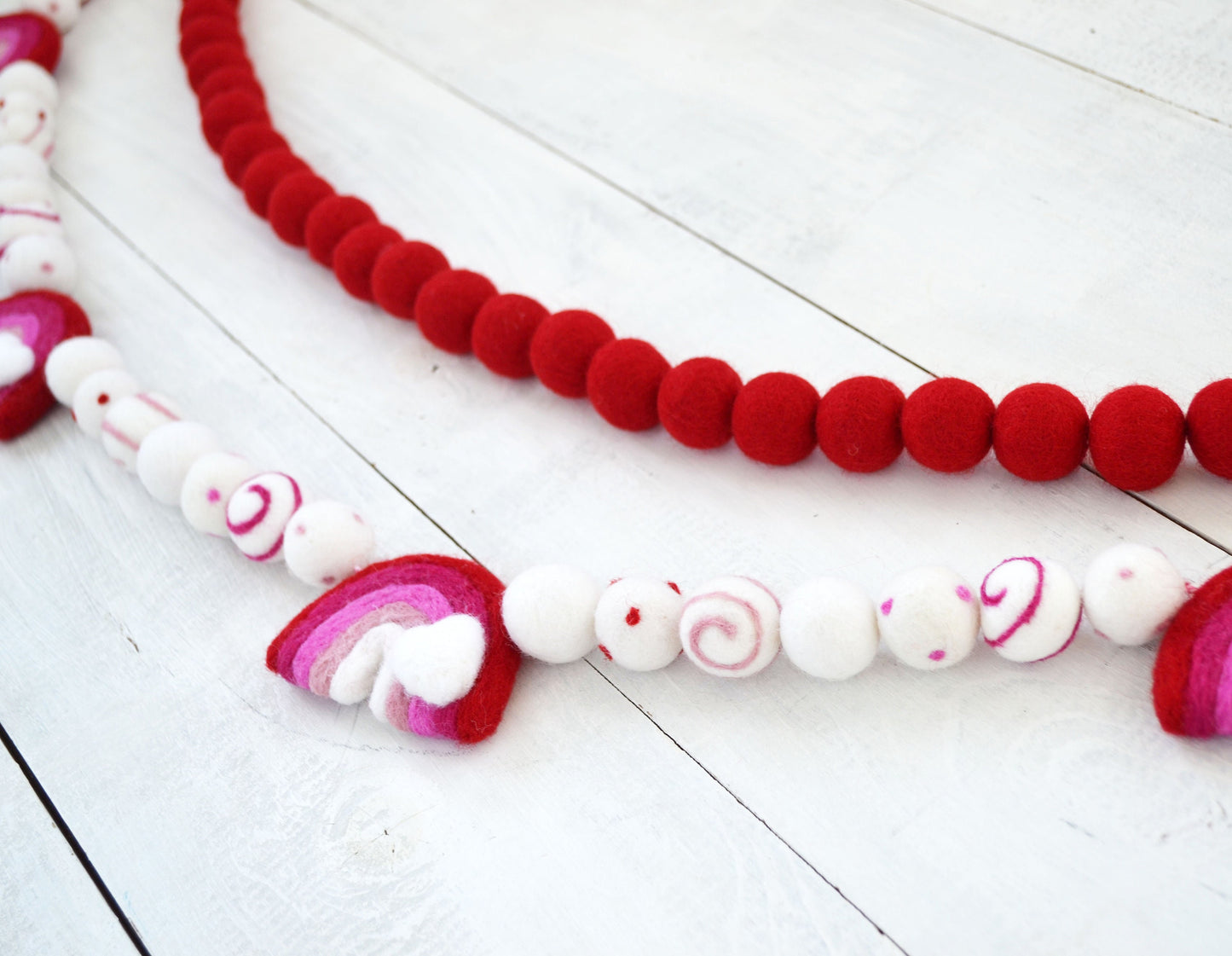 Rainbow Felt Ball Garland, Valentines Day Felt Garland, Kids Room Decor, Rainbow Garland,Boho Decor, Valentines Rainbow Felt Garland