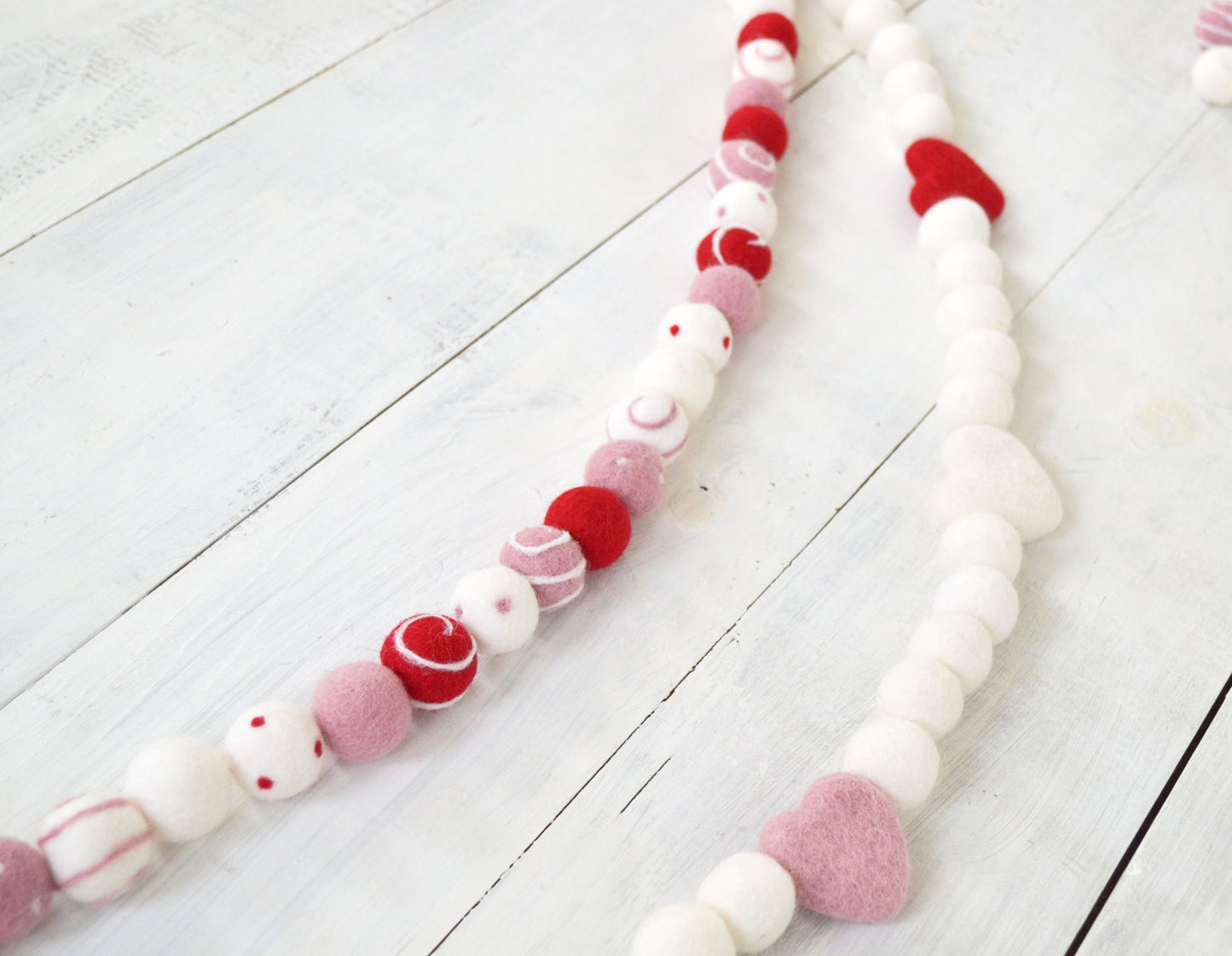 Valentines Felt Garland -Valentines Day Felt Ball Garland, Felt Ball Garland, Holiday Garland, Felt Ball Garland, Pink Heart Garland, Banner