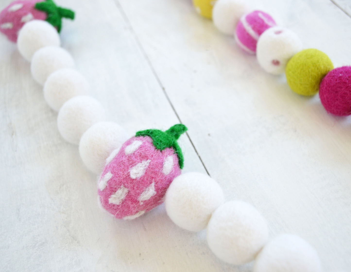 Felt Ball Garland - Choice of Colorful Felt Ball Garland or Strawberry Felt Garland
