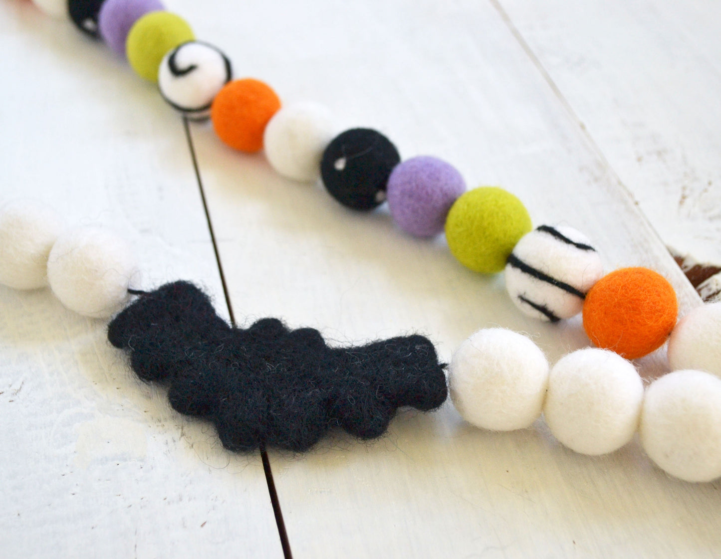Halloween Felt Ball Garland - Choice of Colorful Felt Ball Garland or Bats Garland