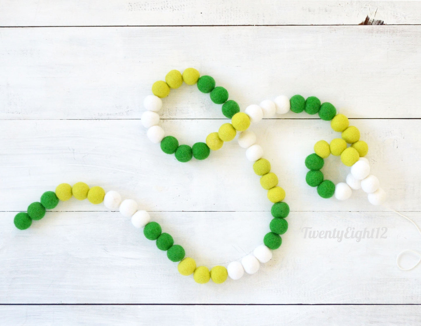 St. Patricks Day Felt Garland - Green & White