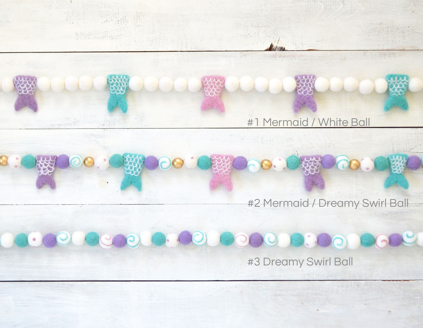 Felt Ball Garland - Choice of Colorful Felt Ball Garland or Mermaid Felt Garland