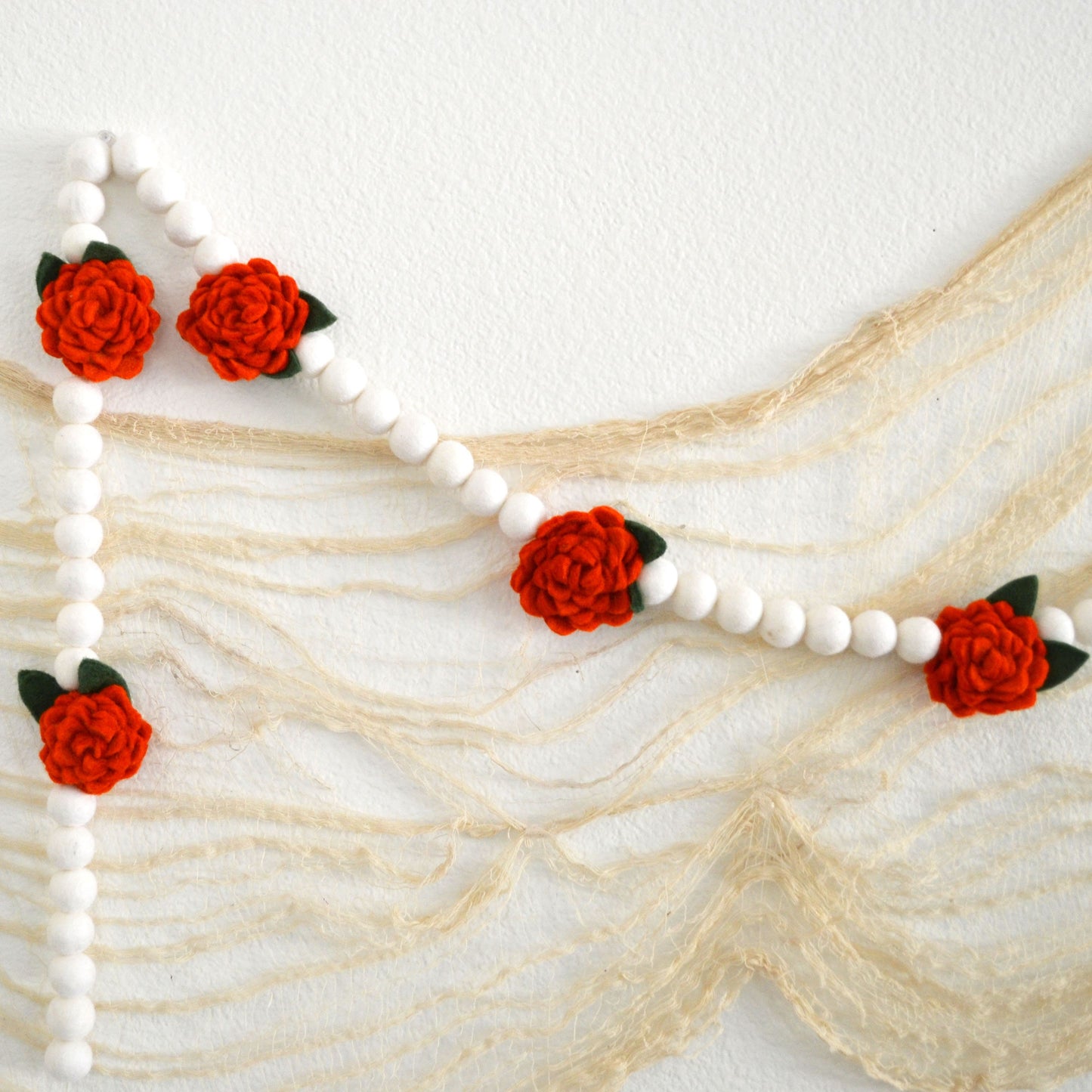 Dia De Los Muertos Felt Garland - Felt Marigold Garland | Day of the Dead Garland | Felt Ball Garland | Dia De Los Muertos Decor | Marigold