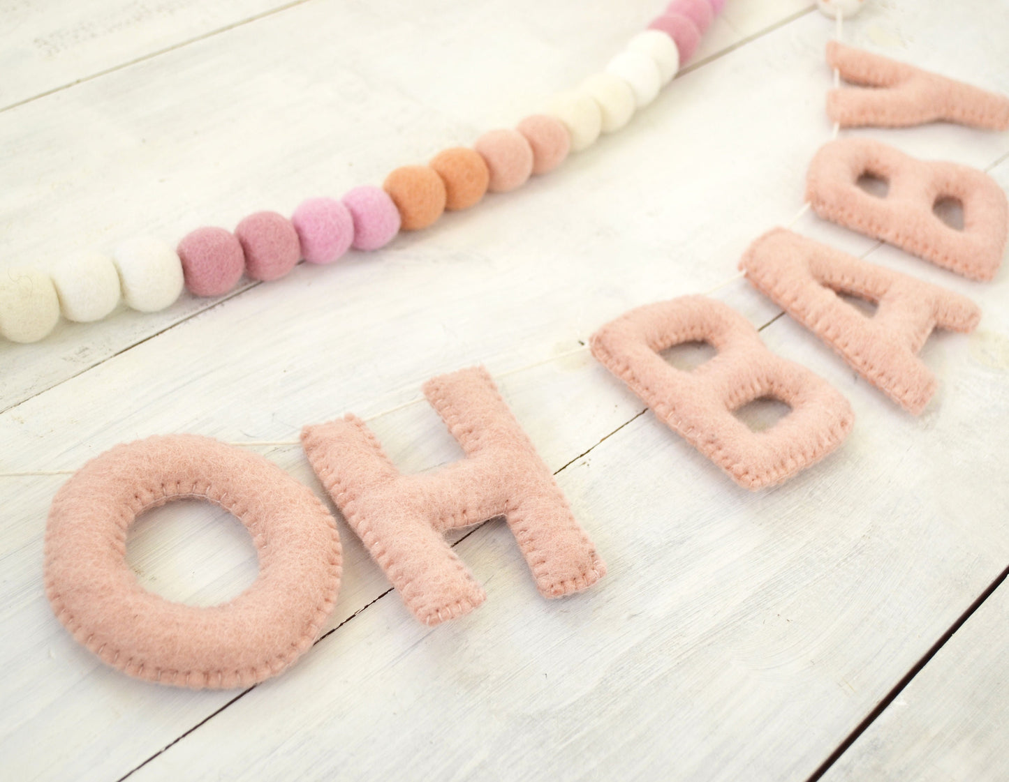 Valentines Felt Garland - Valentines Felt Ball Garland, Valentines Banner, OH BABY Felt Garland, Valentines Day Garland, Valentines Decor