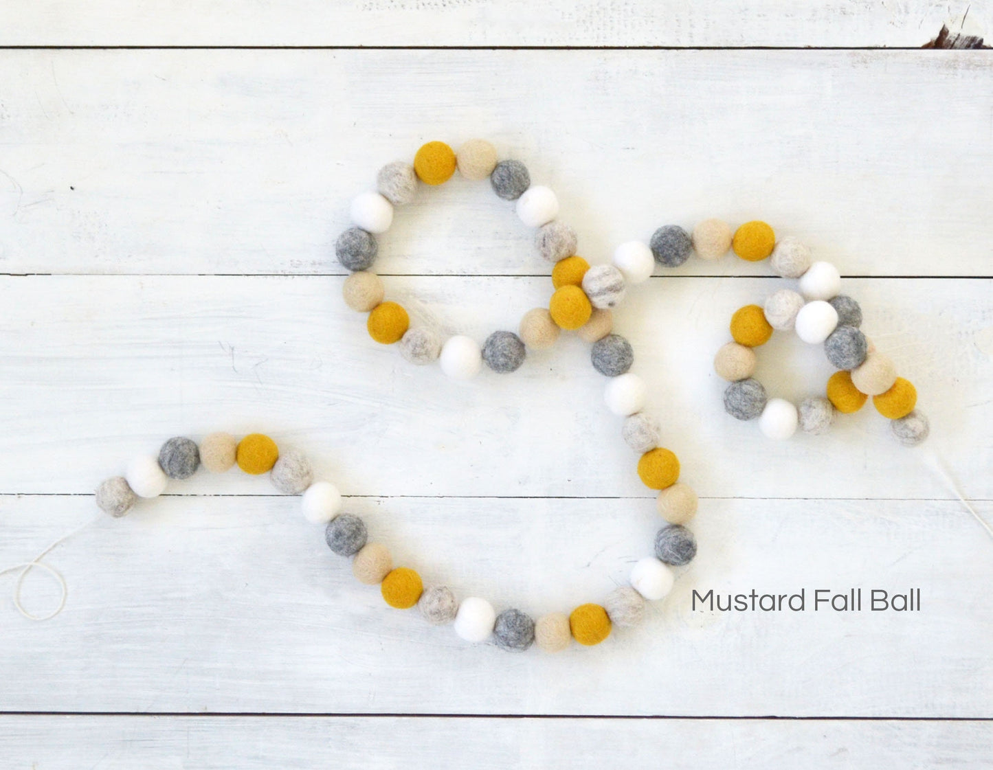 Fall Felt Ball Garland - White Pumpkins