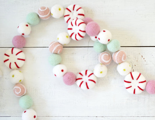 Christmas Felt Garland - Peppermints