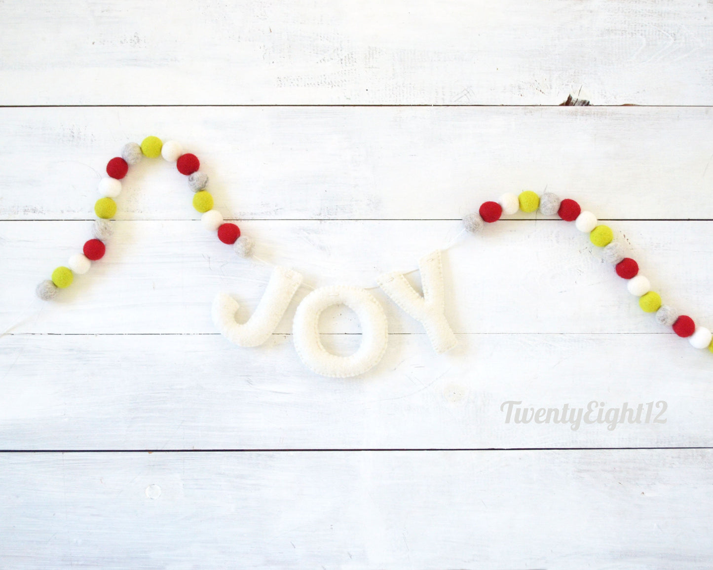 Christmas Banner - JOY Banner - Holiday Felt Ball Garland, Christmas Decor, Holiday Banner, Christmas Garland, Felt Ball Garland Banner