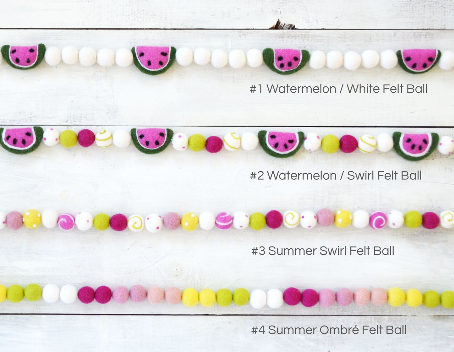 Felt Ball Garland - Choice of Ombre Felt Ball Garland or Watermelon Garland