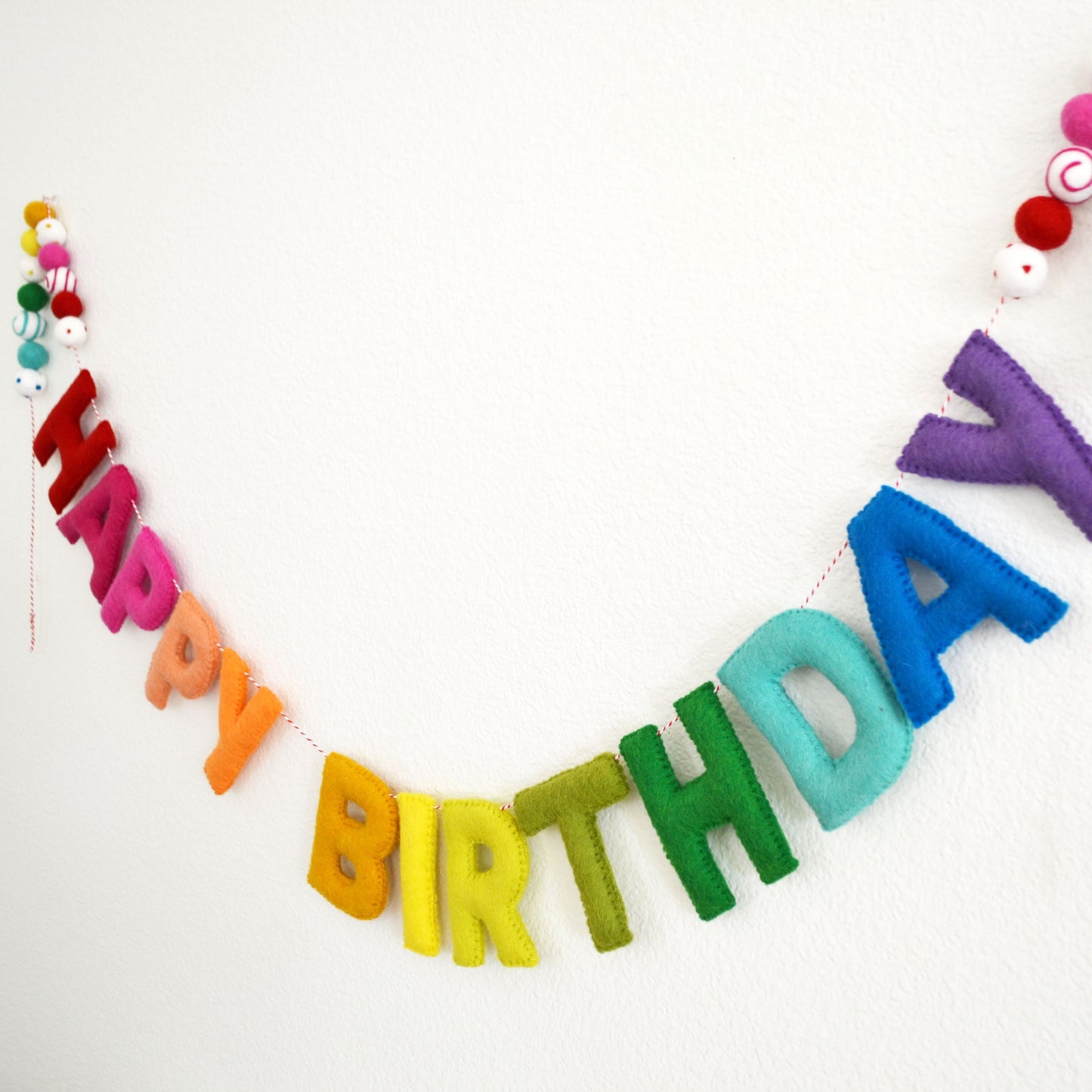 Rainbow Ombré Felt Happy Birthday Banner