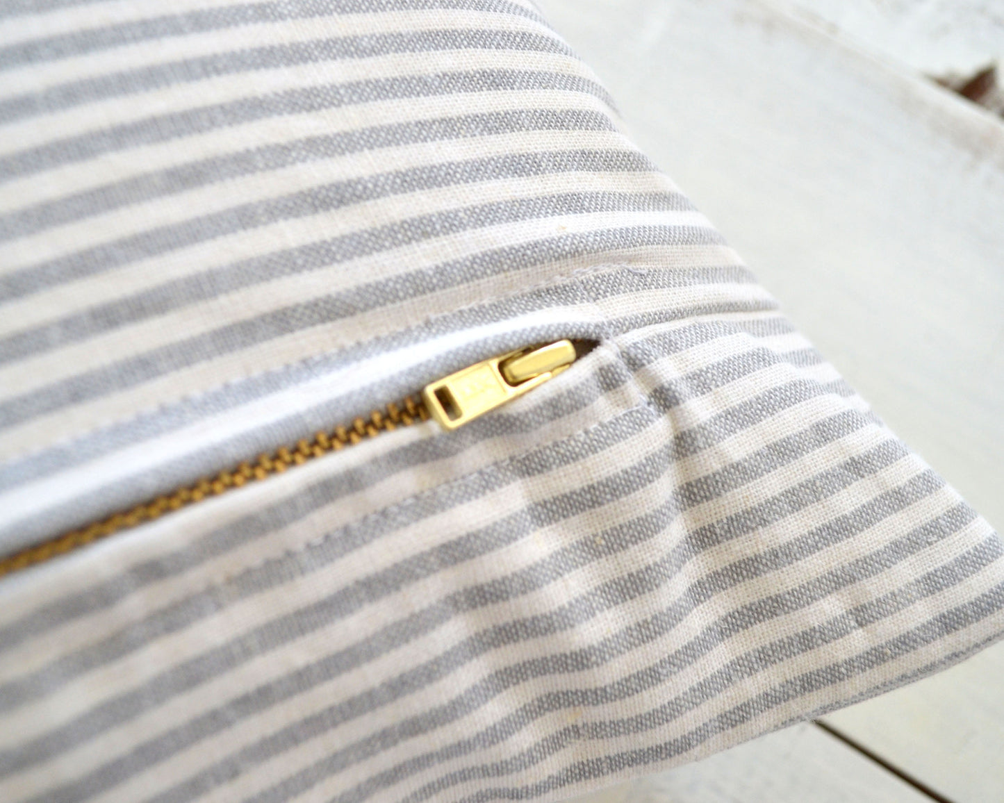 Gray and White Pinstripe Pillow Cover for Modern, Minimalist, Boho or Farmhouse Home Decor, Pom Pom Pillow, Striped Pom Pom Pillow