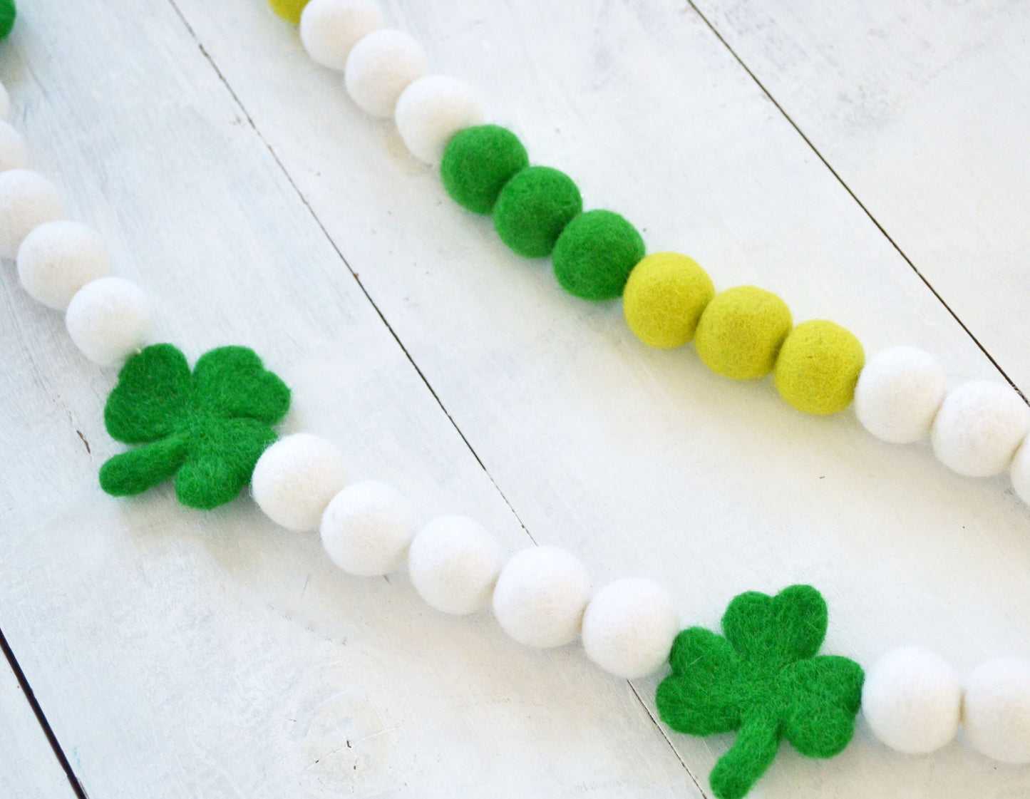 St. Patricks Day Felt Garland - Green & White