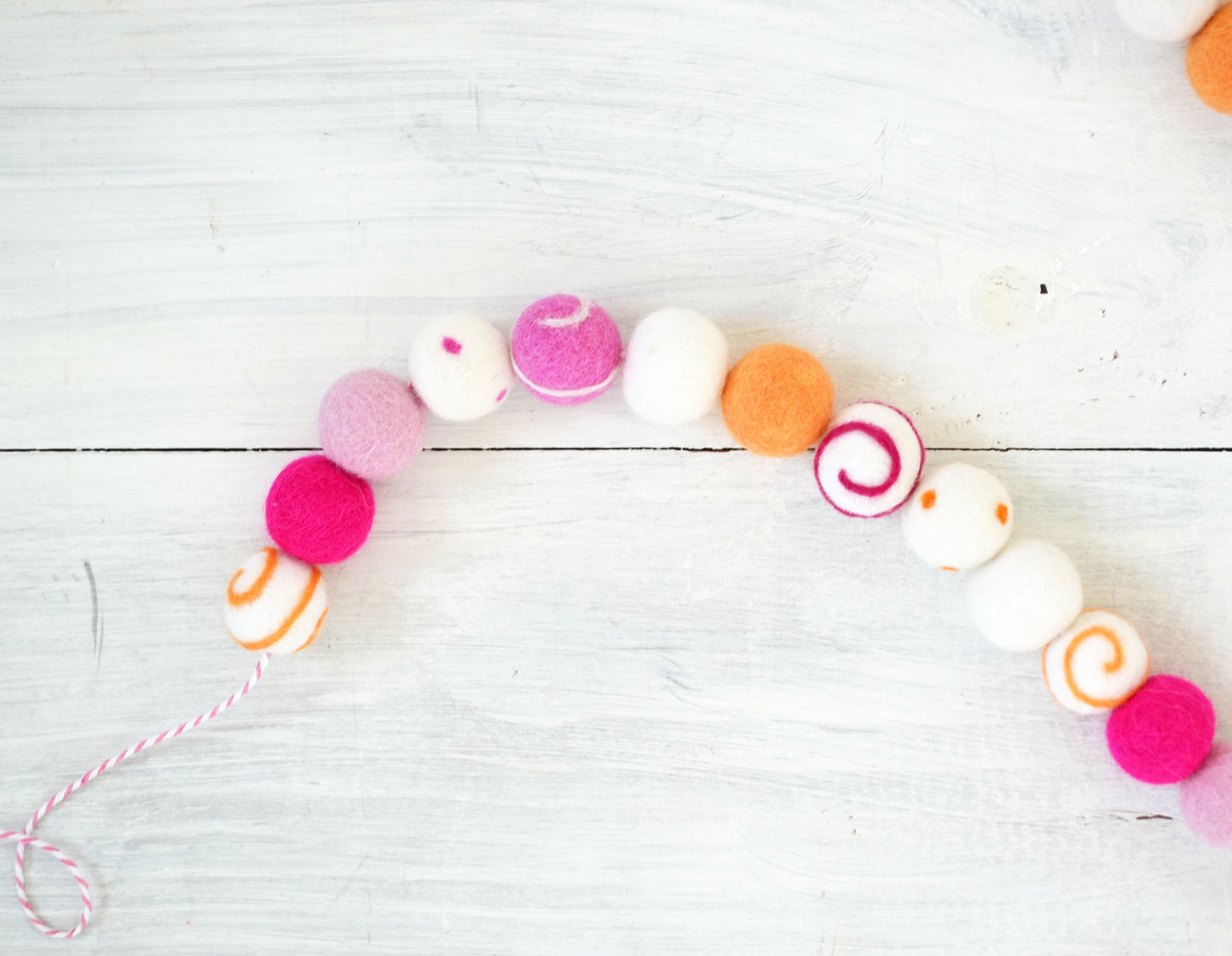 Valentines Felt Ball Garland - Felt Ball Garland, Valentines Decor, Pink Felt Garland, Pink Ombre Felt Garland, Pink Valentines Garland