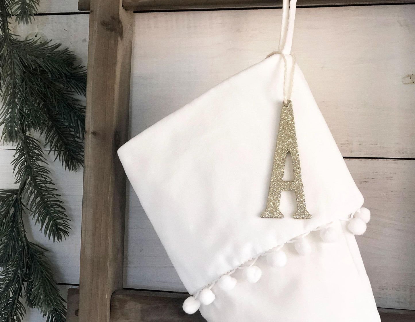 Personalized Christmas Stocking | Luxury Velvet Stockings with White Pom Pom Trim