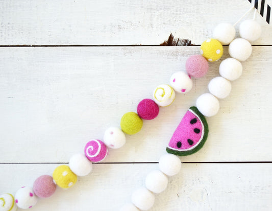 Felt Ball Garland - Choice of Colorful Felt Ball Garland or Watermelon Garland