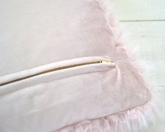 Blush Faux Fur Pillow Cover - Pink Fur Pillow, Fur Pillow, Girls Room Decor, Blush Pillow, Blush Pink Pillow, Nursery Pillow, Pink Pillow