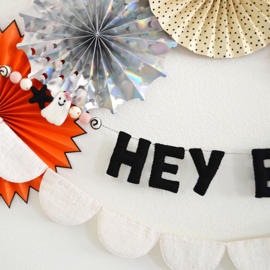 Halloween HEY BOO Banner | Felt Ghost Banner | Felt Ball Garland | Halloween Decor | Felt Ghost Garland | Felt Banner | Halloween Decoration