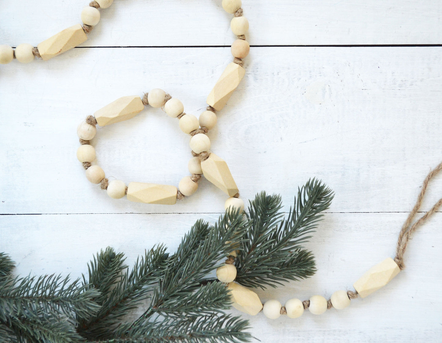 Wood Bead Garland - Christmas Tree Wood Garland, Wood Garland, Wood Bead Strand, Farmhouse Wood Garland, Farmhouse Decor, Christmas Garland