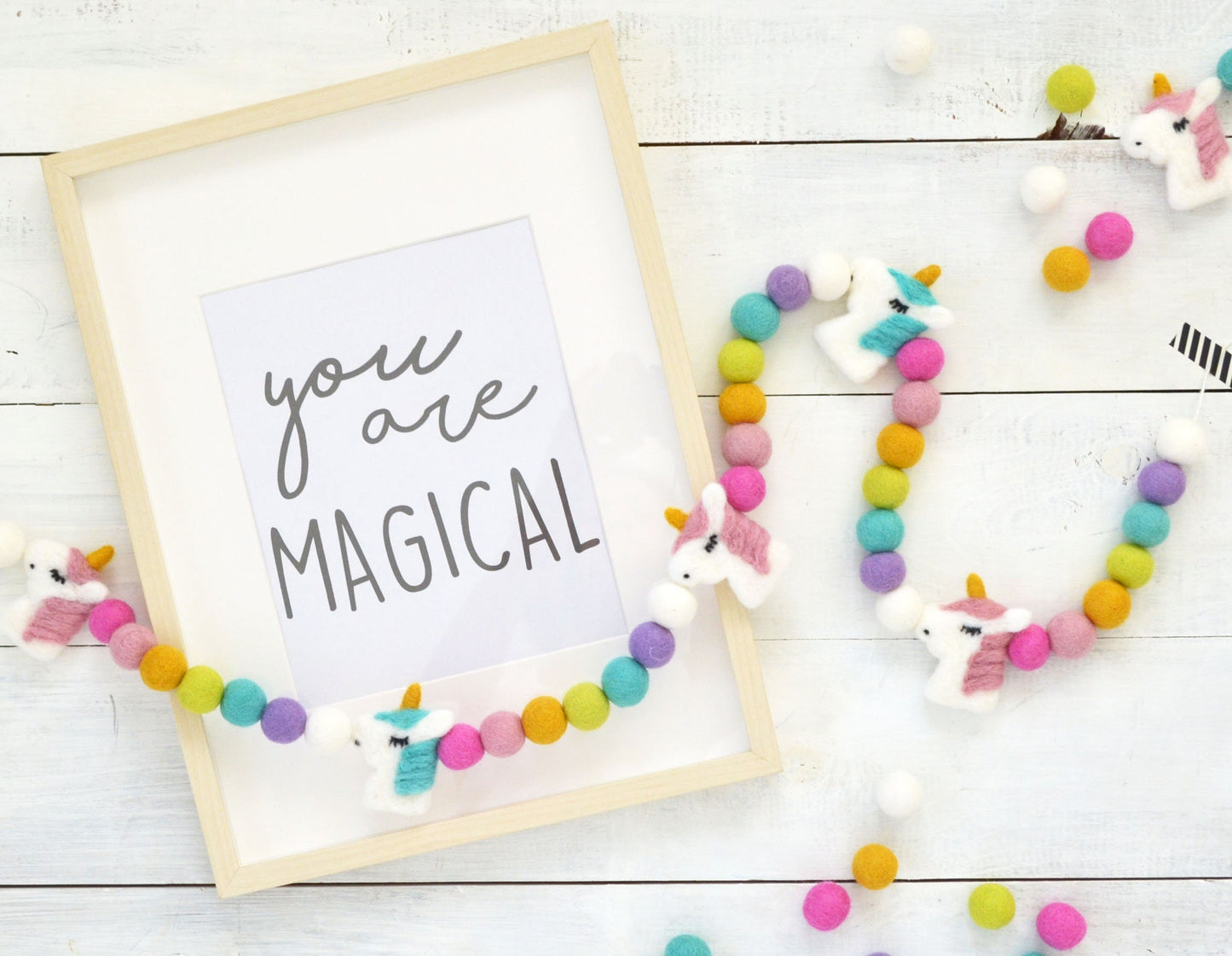 Felt Ball Garland - Rainbow Ombre