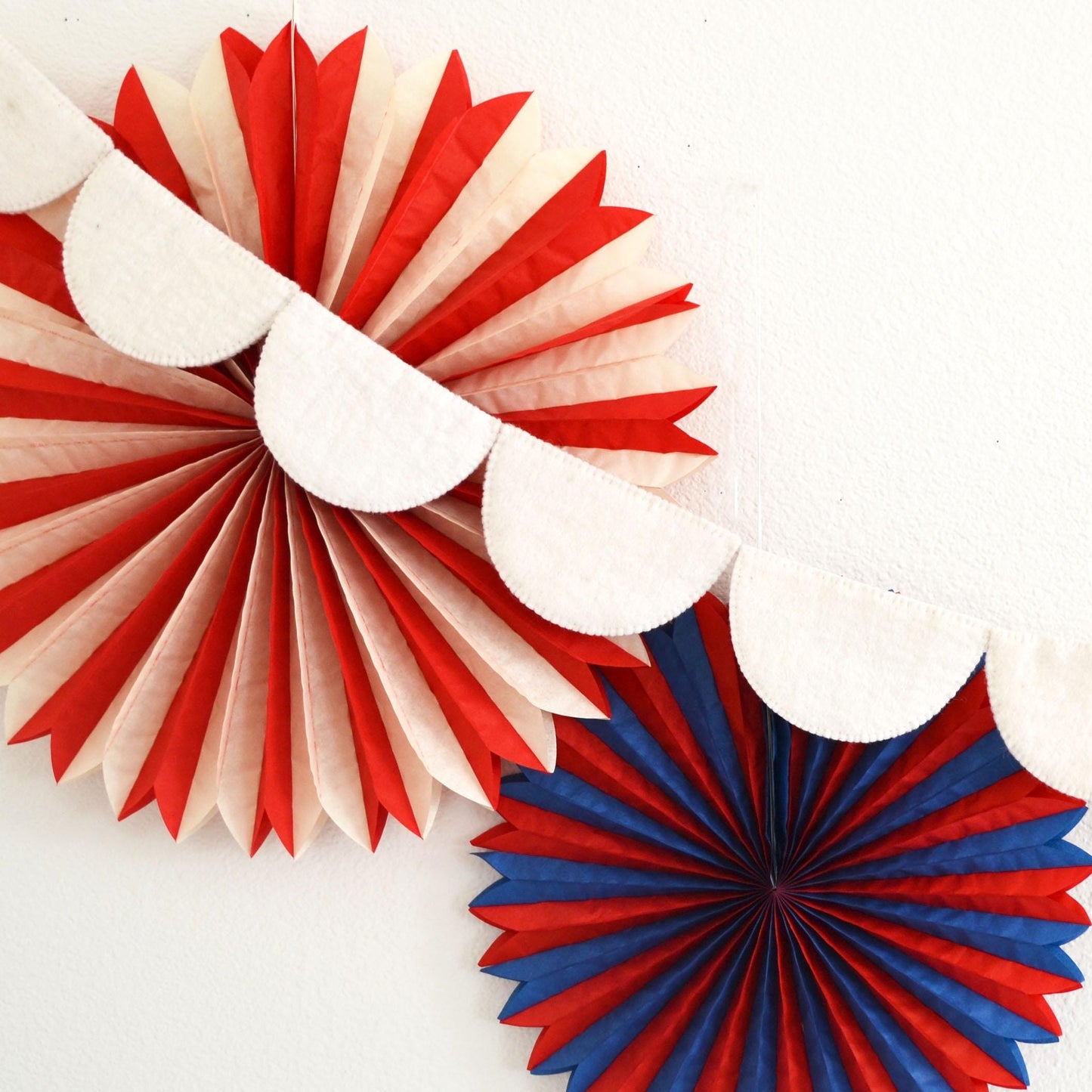 4th of July White Felt Scallop Banner