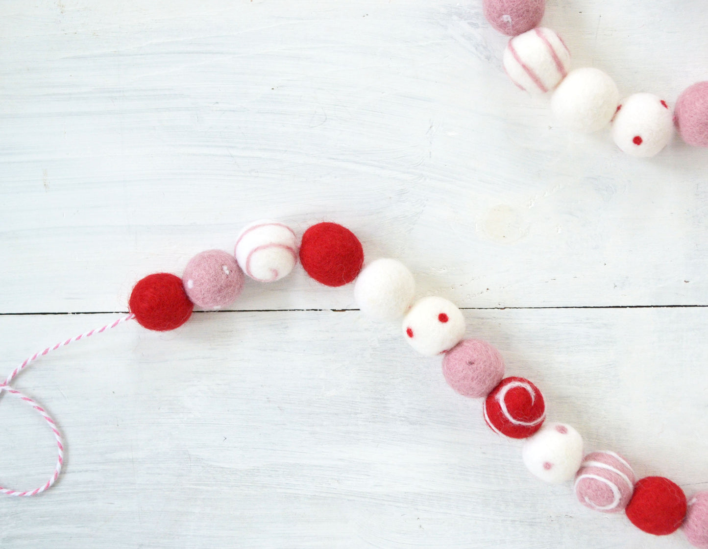Valentines Garland - Valentines Swirl Felt Ball Garland, Felt Ball Garland, Felt Ball Wall Hanging, Felt Balls, Pom Pom Garland, Wool Felt