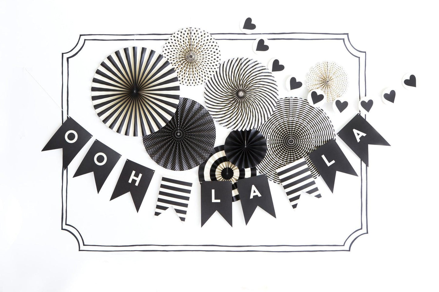 Black and Cream Paper Party Fans