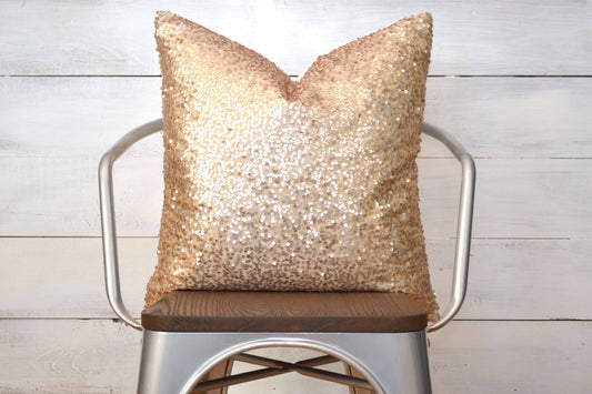 Sequin Pillow Cover - Champagne Sequin - 20" x 20", Decorative Pillow, Throw Pillow, Sparkle Pillow, Champagne Gold Pillow, Sequin Pillow