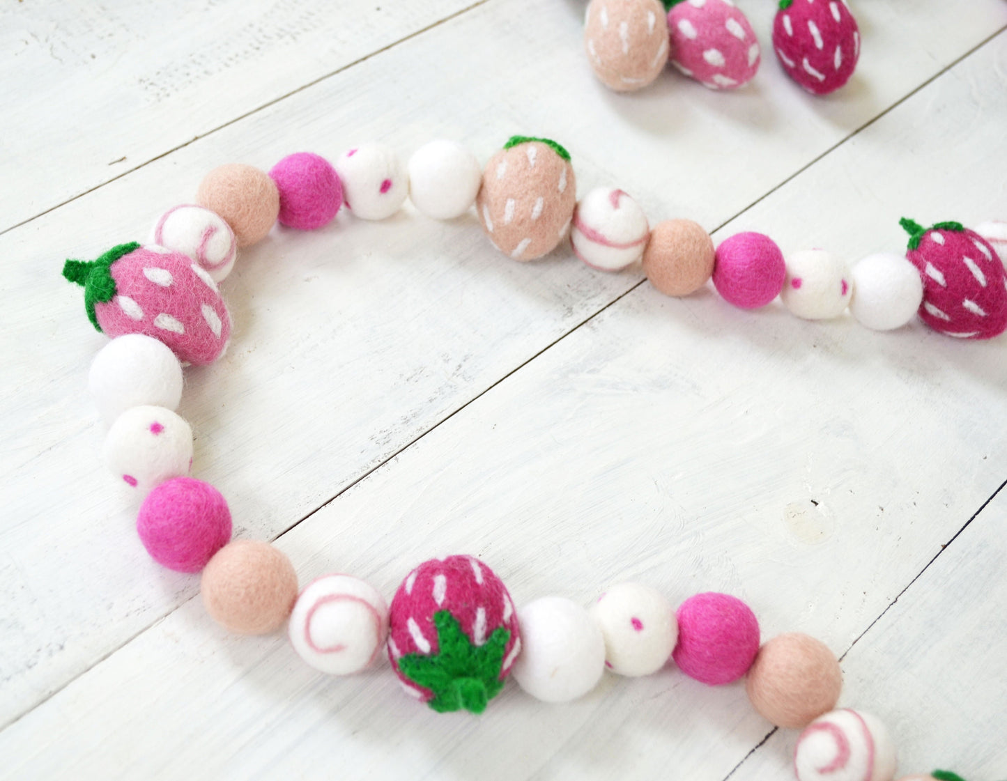Felt Ball Garland with Strawberries